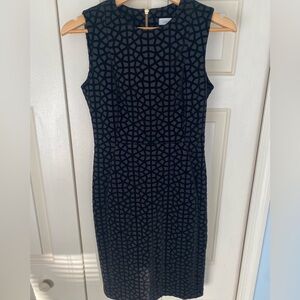 Calvin Klein Black and Gray Patterned Midi Dress